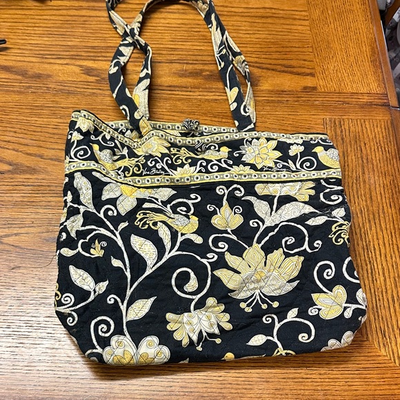 Vera Bradley Handbags - Vera Bradley Black and Gold Floral Shoulder Bag